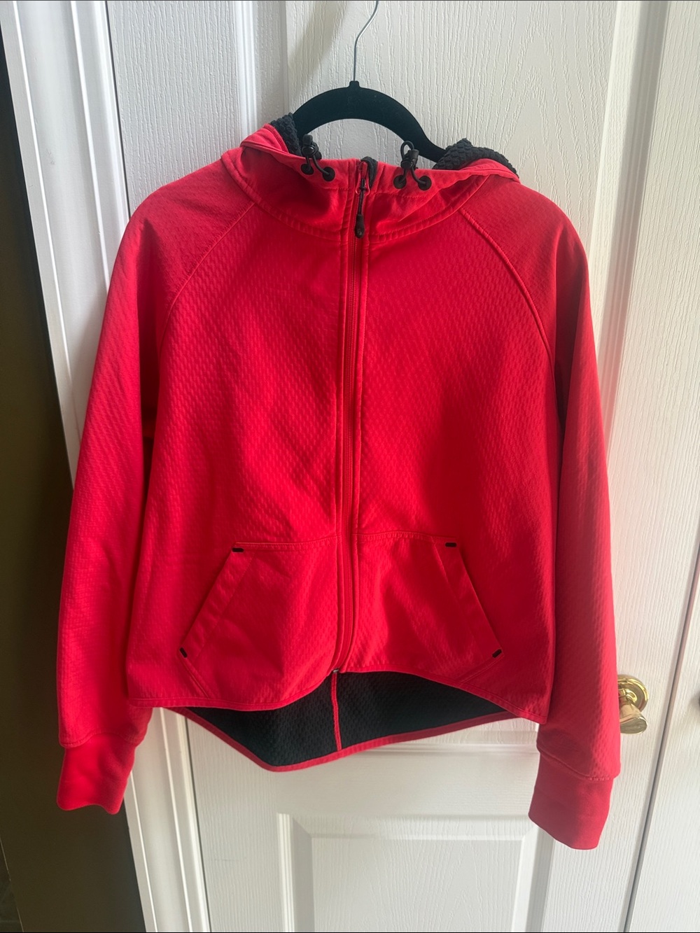 Women’s  Red Hooded Jacket - Lightweight Zip Front